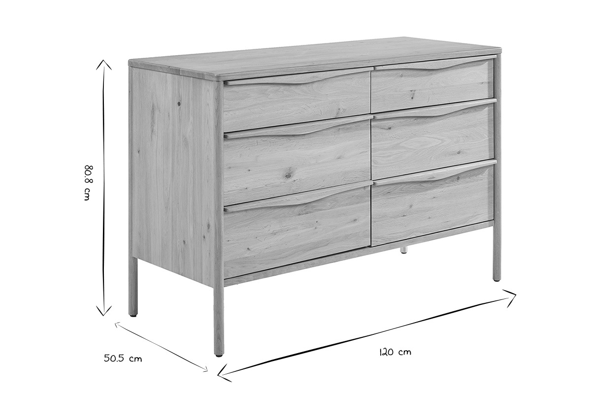 Dimensioni del mobile da bagno MARIN in bianco e nero: L120 x P50.5 x H80.8 cm.