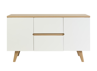 Mobile da bagno laccato bianco lucido e legno chiaro L140 cm MELKA