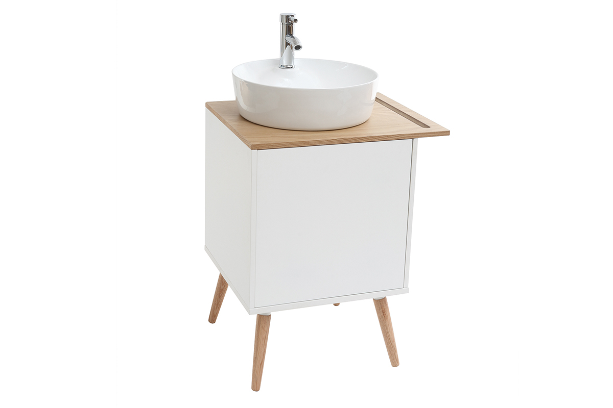 Mobile da bagno: lavabo mobile sotto al lavabo una porta Quercia e Bianco TOTEM