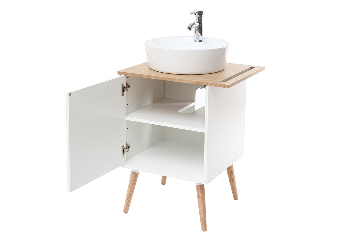 Mobile da bagno: lavabo mobile sotto al lavabo una porta Quercia e Bianco TOTEM