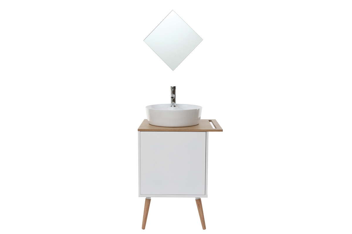 Mobile da bagno: lavabo mobile sotto al lavabo una porta Quercia e Bianco TOTEM