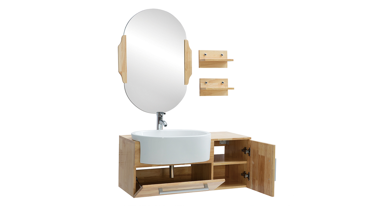 Mobile da bagno: lavabo mobile sottovasca mensola e specchio NIVAN