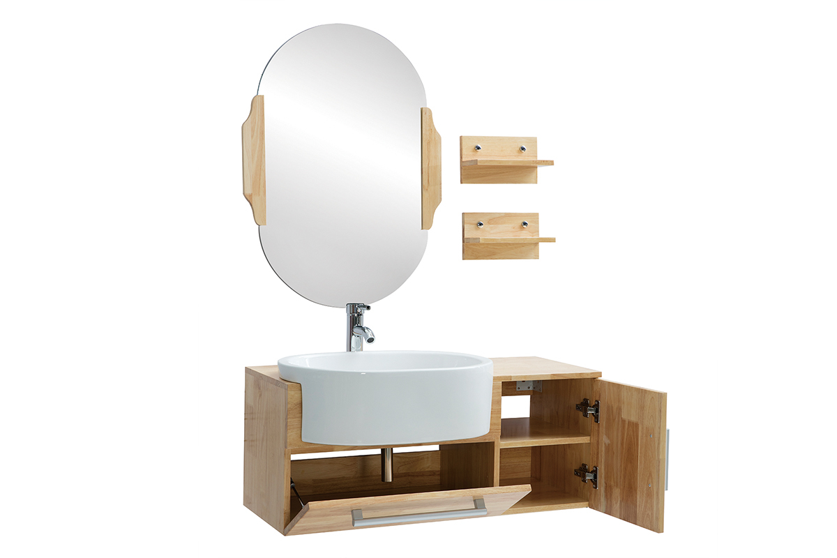 Mobile da bagno: lavabo mobile sottovasca mensola e specchio NIVAN