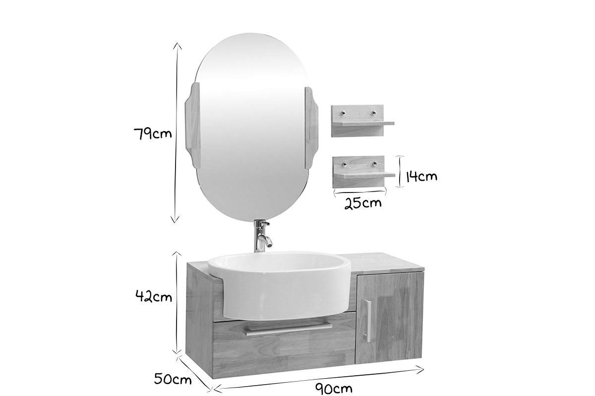 Mobile da bagno: lavabo mobile sottovasca mensola e specchio NIVAN