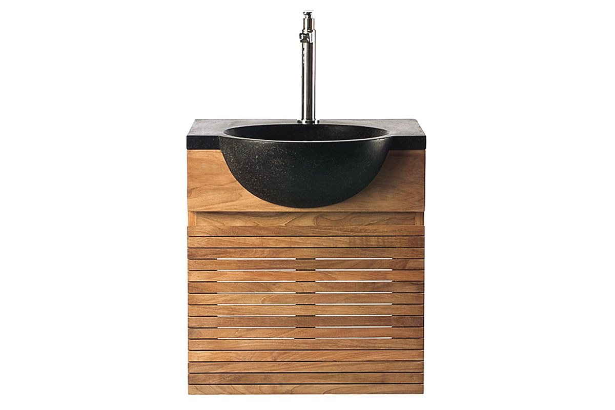 Mobile da bagno : mobile sottovasca teck e vasca terazzo ISAK