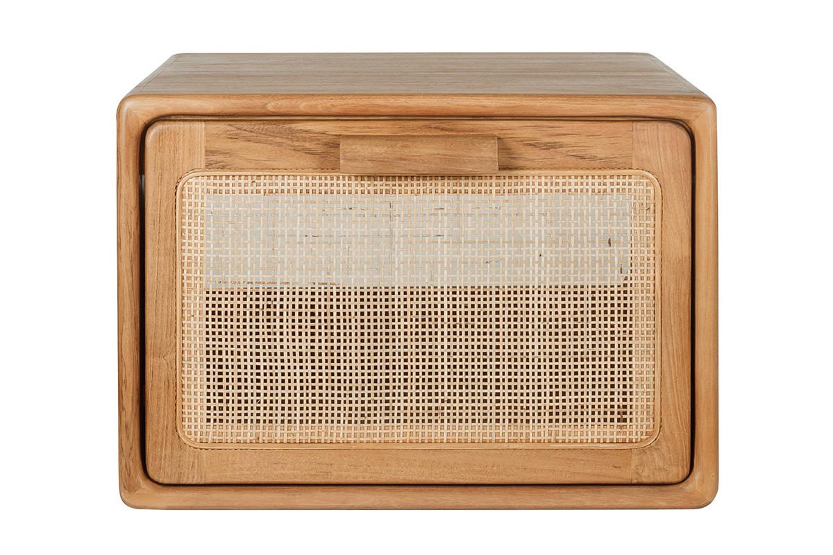 Mobile da bagno sospeso in legno di teak massello e cannettato in rattan L50 cm BALIA