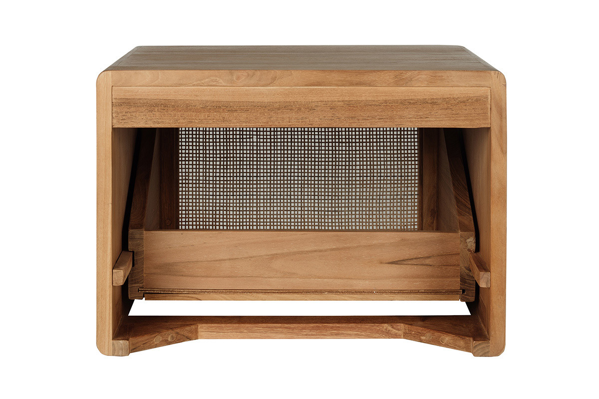 Mobile da bagno sospeso in legno di teak massello e cannettato in rattan L50 cm BALIA