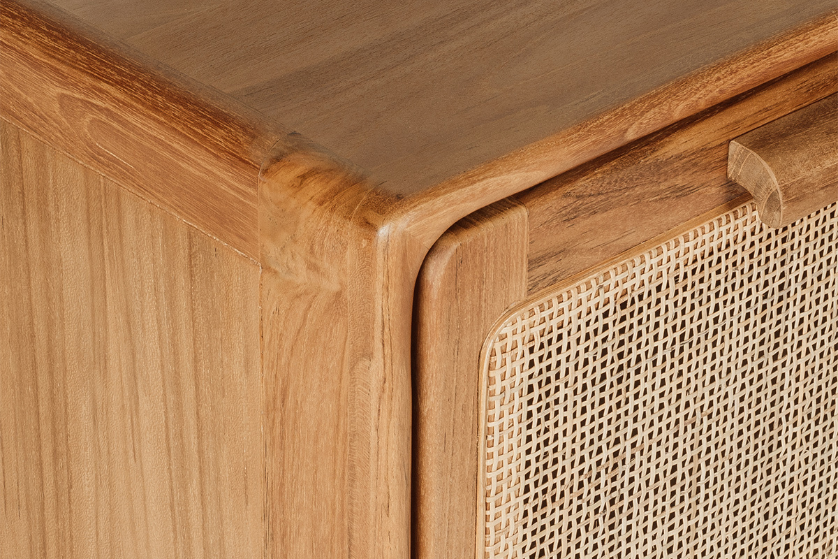 Mobile da bagno sospeso in legno di teak massello e cannettato in rattan L50 cm BALIA