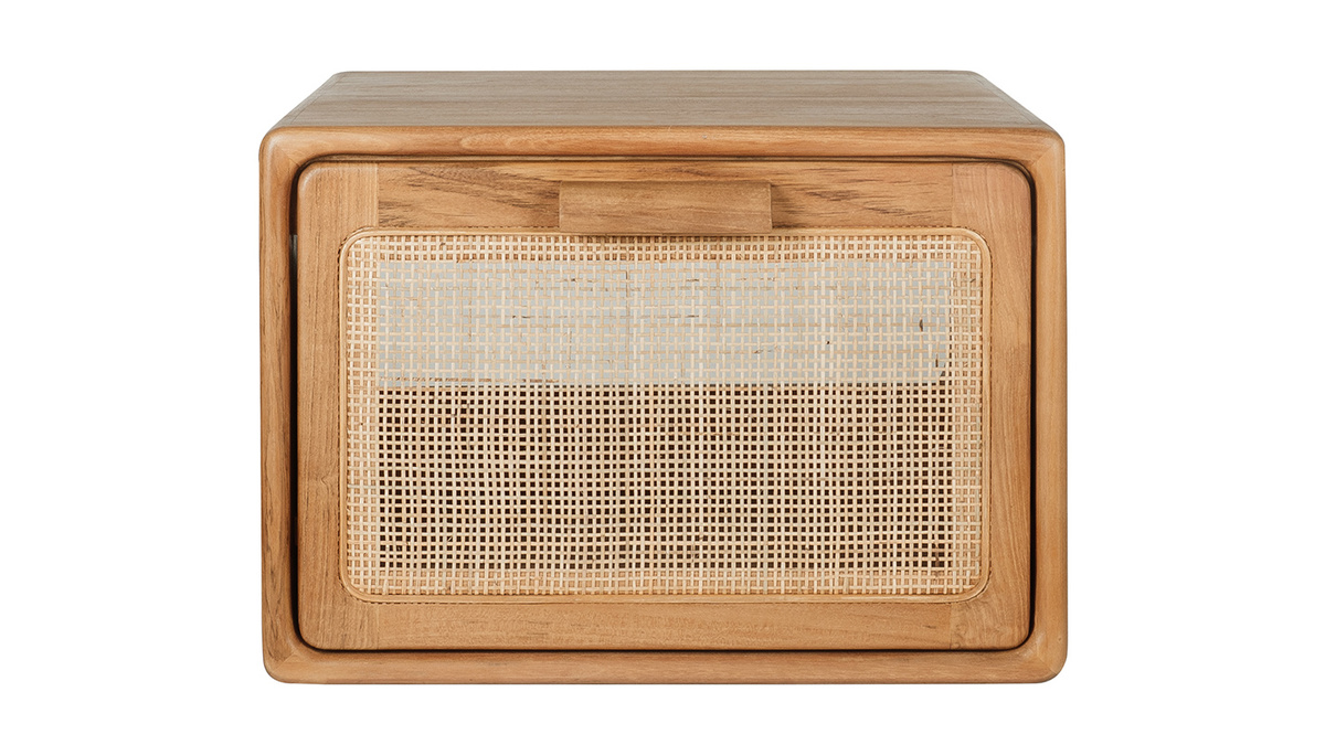 Mobile da bagno sospeso in legno di teak massello e cannettato in rattan L50 cm BALIA