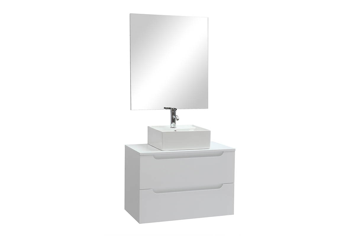 Mobile da bagno  , specchio e cassetti bianco (senza lavandino) LOTA