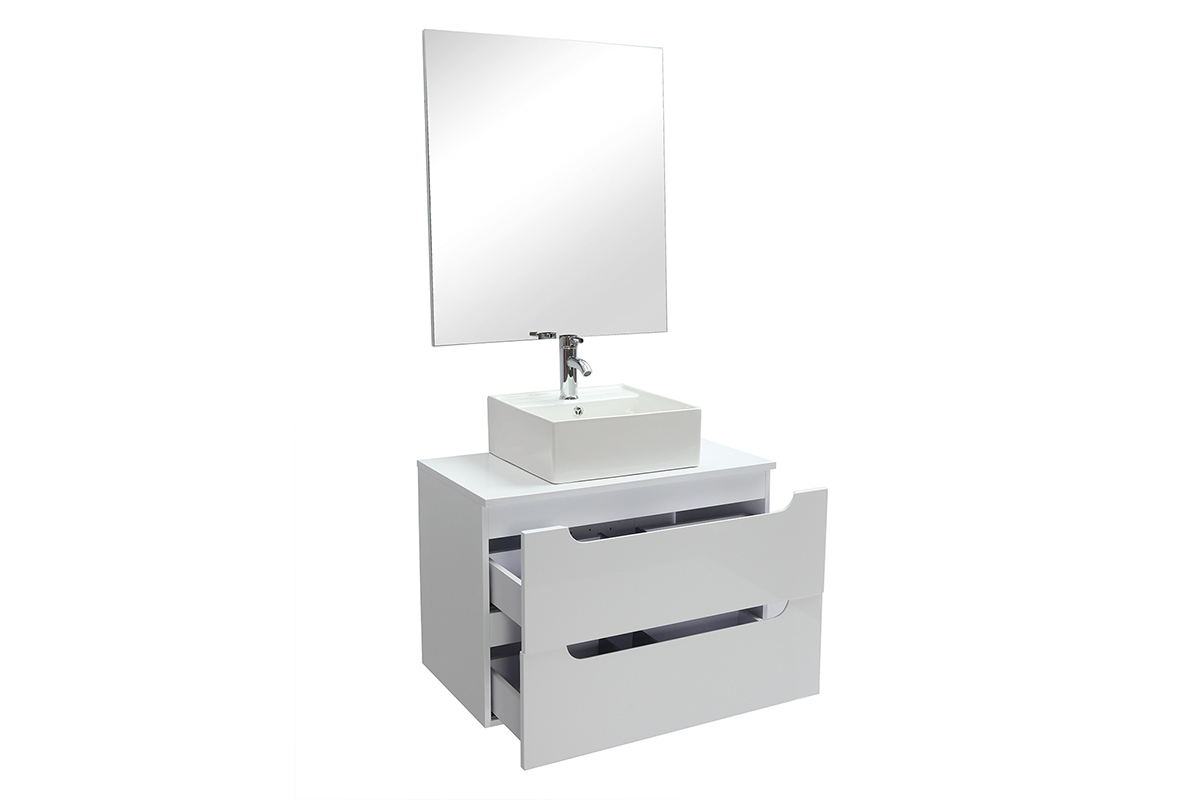 Mobile da bagno  , specchio e cassetti bianco (senza lavandino) LOTA