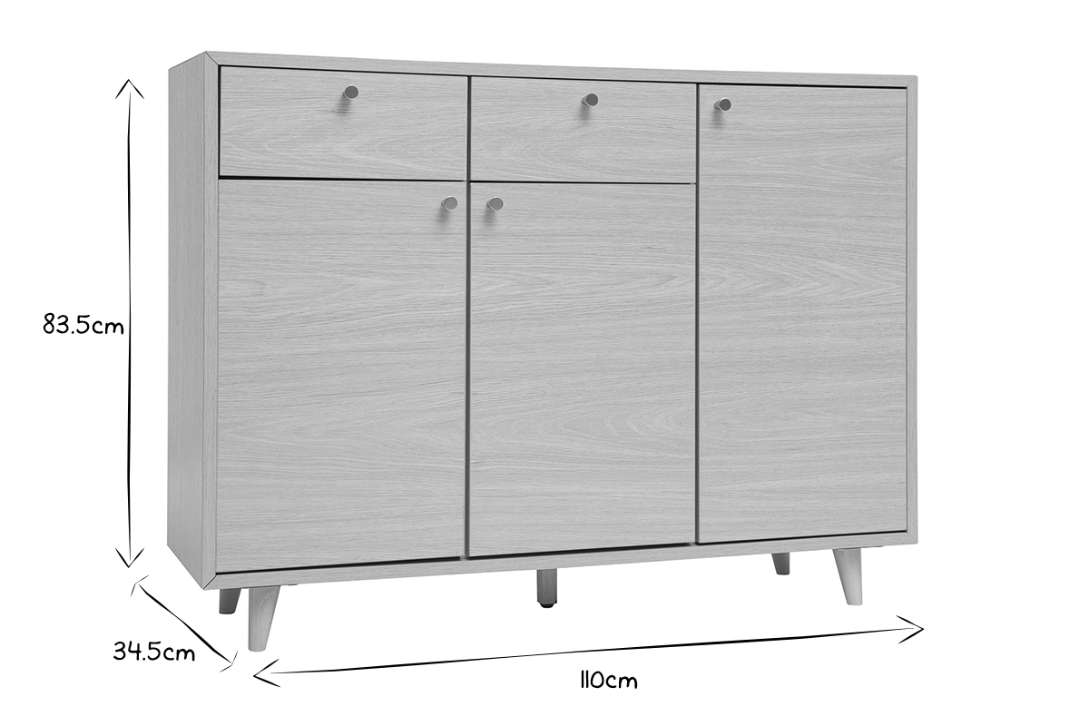 Mobile da ingresso - mobile contenitore per scarpe finitura legno chiaro rovere e metallo dorato L110 cm SILVESTRE