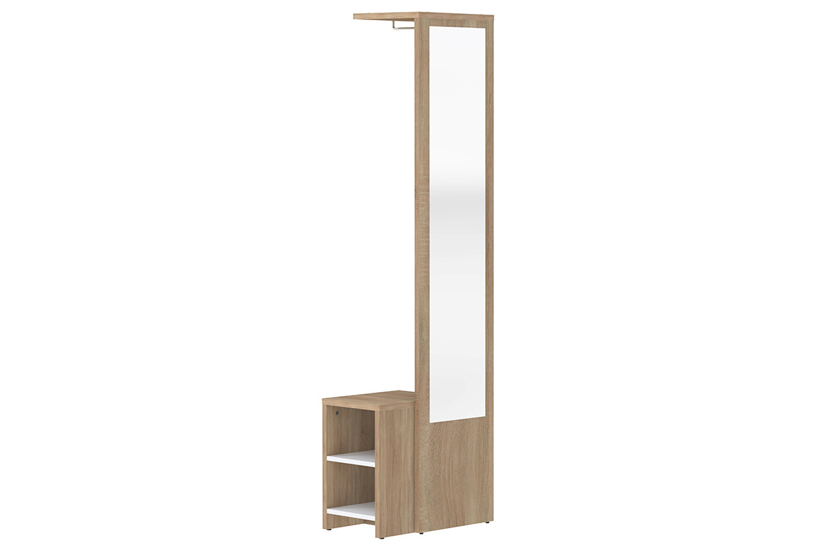 Mobile da ingresso modulabile con guardaroba, specchio e mensola in legno OLLY