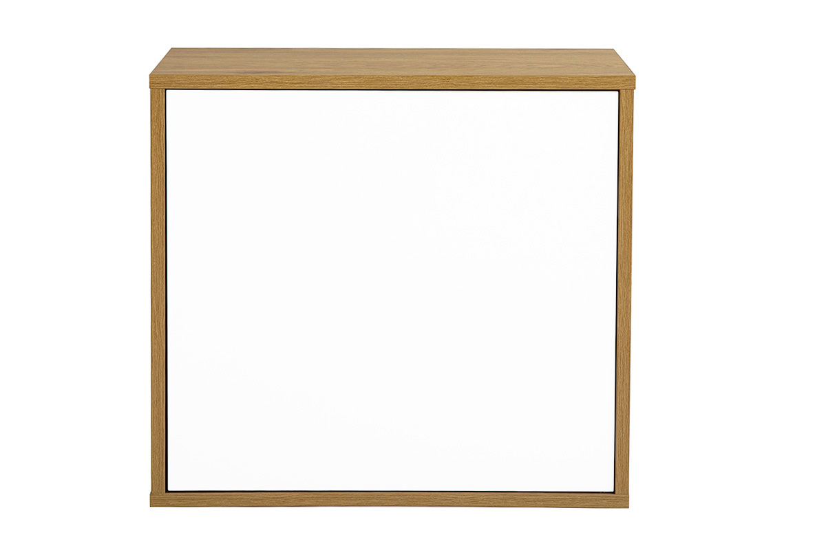 Mobile da parete finitura bianca e legno chiaro quercia L55 cm FLEXO