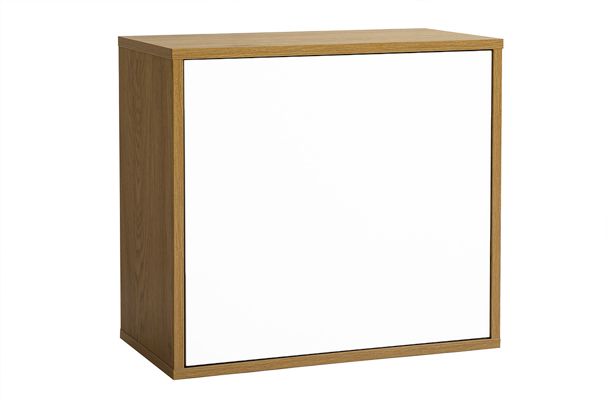 Mobile da parete finitura bianca e legno chiaro quercia L55 cm FLEXO