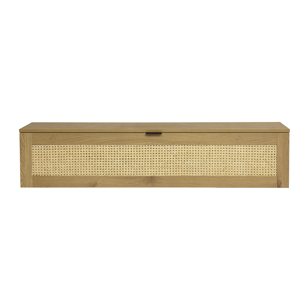 Mobile da parete finitura legno chiaro e intreccio in rattan 1 porta L135 cm MANILLE