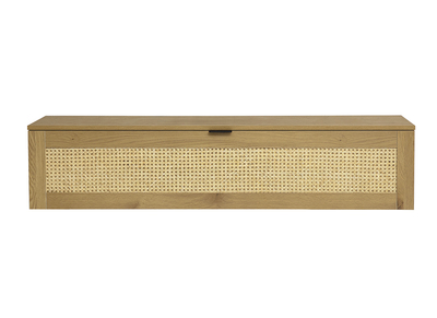 Mobile da parete finitura legno chiaro e intreccio in rattan 1 porta L135 cm MANILLE