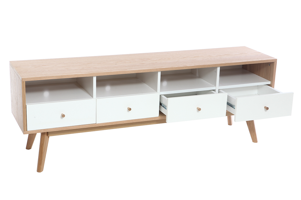 Mobile da TV scandinavo in legno Bianco HELIA