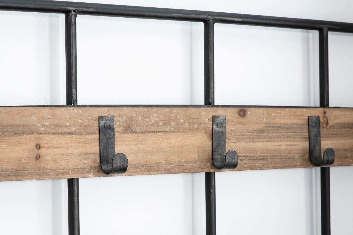 Mobile d'ingresso con panca e appendiabiti legno e metallo GIRO