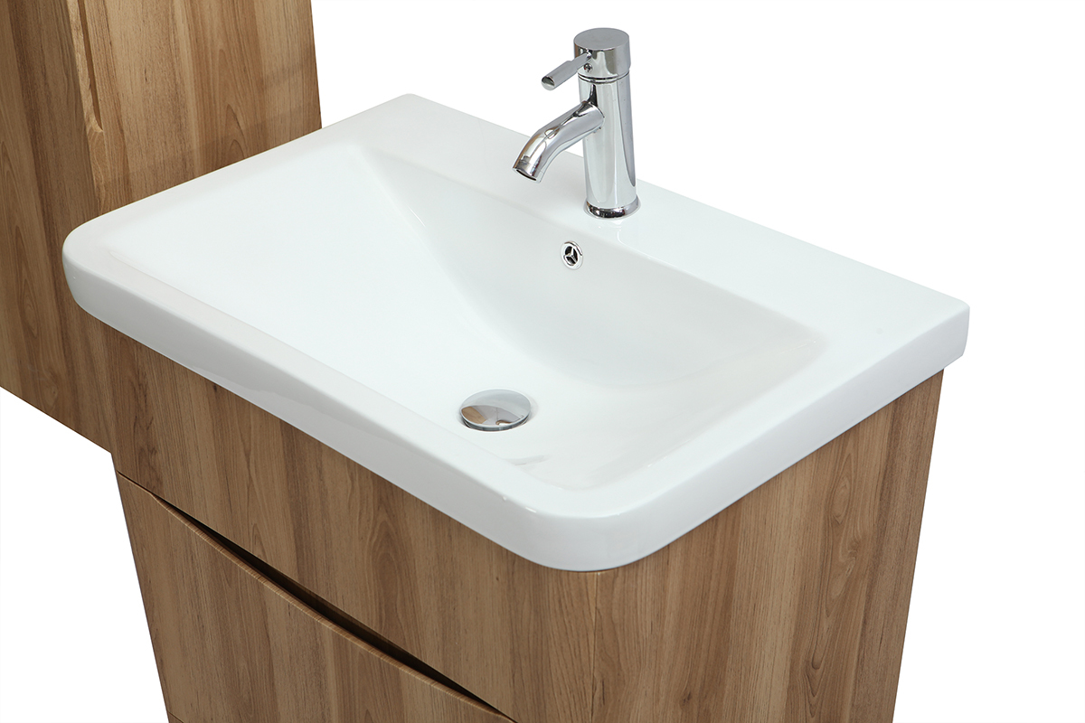 Mobile e colonna da bagno legno con vasca specchio e cassetti WILD