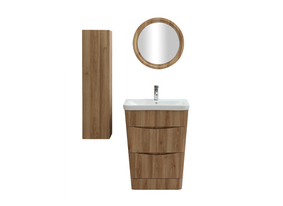 Mobile e colonna da bagno legno con vasca specchio e cassetti WILD - Mobile e colonna da bagno legno con vasca specchio e cassetti WILD