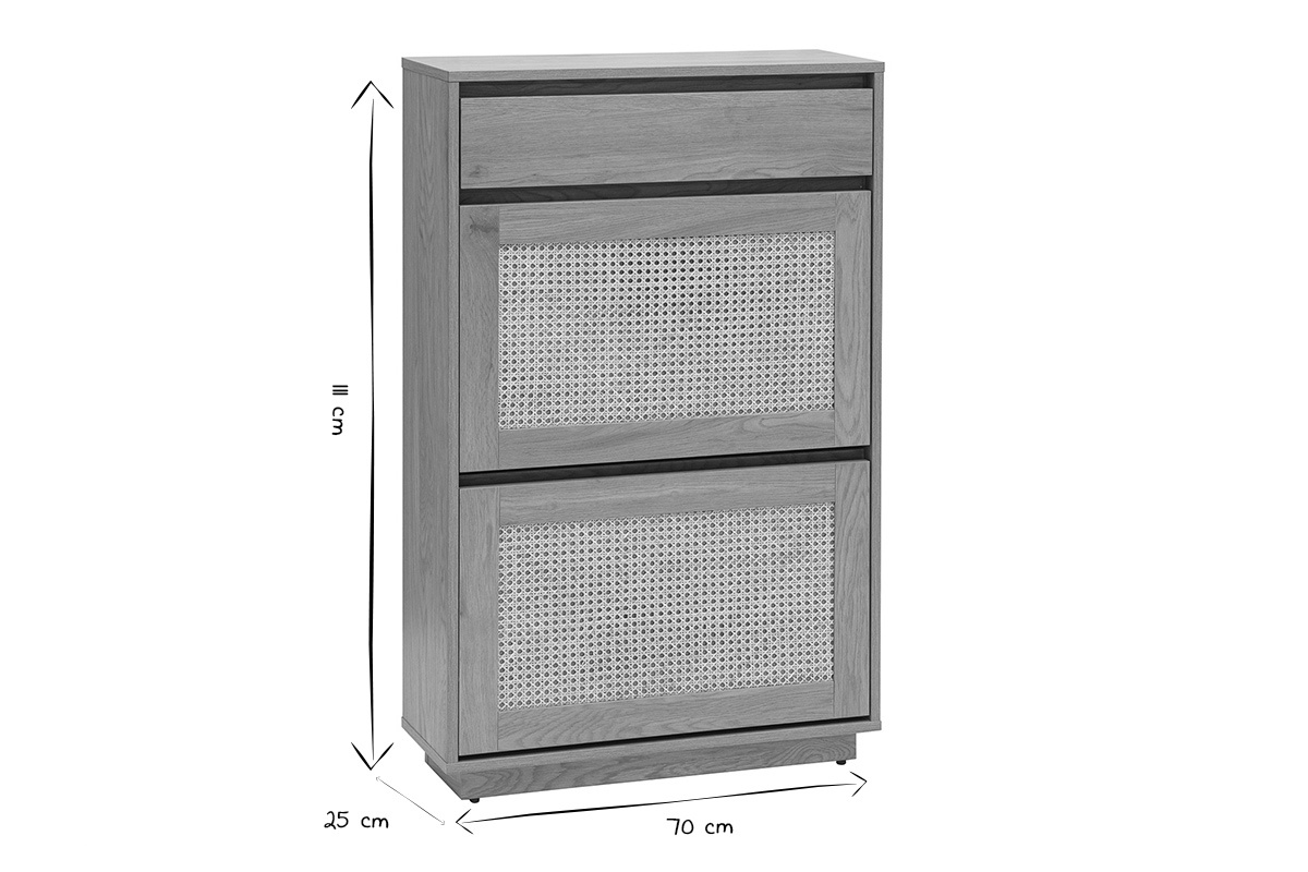 Mobile per scarpe ALICANTE in nero e bianco, dimensioni 100x25x70 cm.