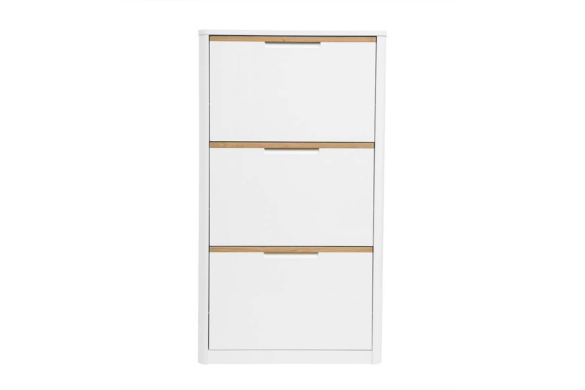 Mobile porta scarpe 3 ante finitura bianco lucido L68 cm KIRK
