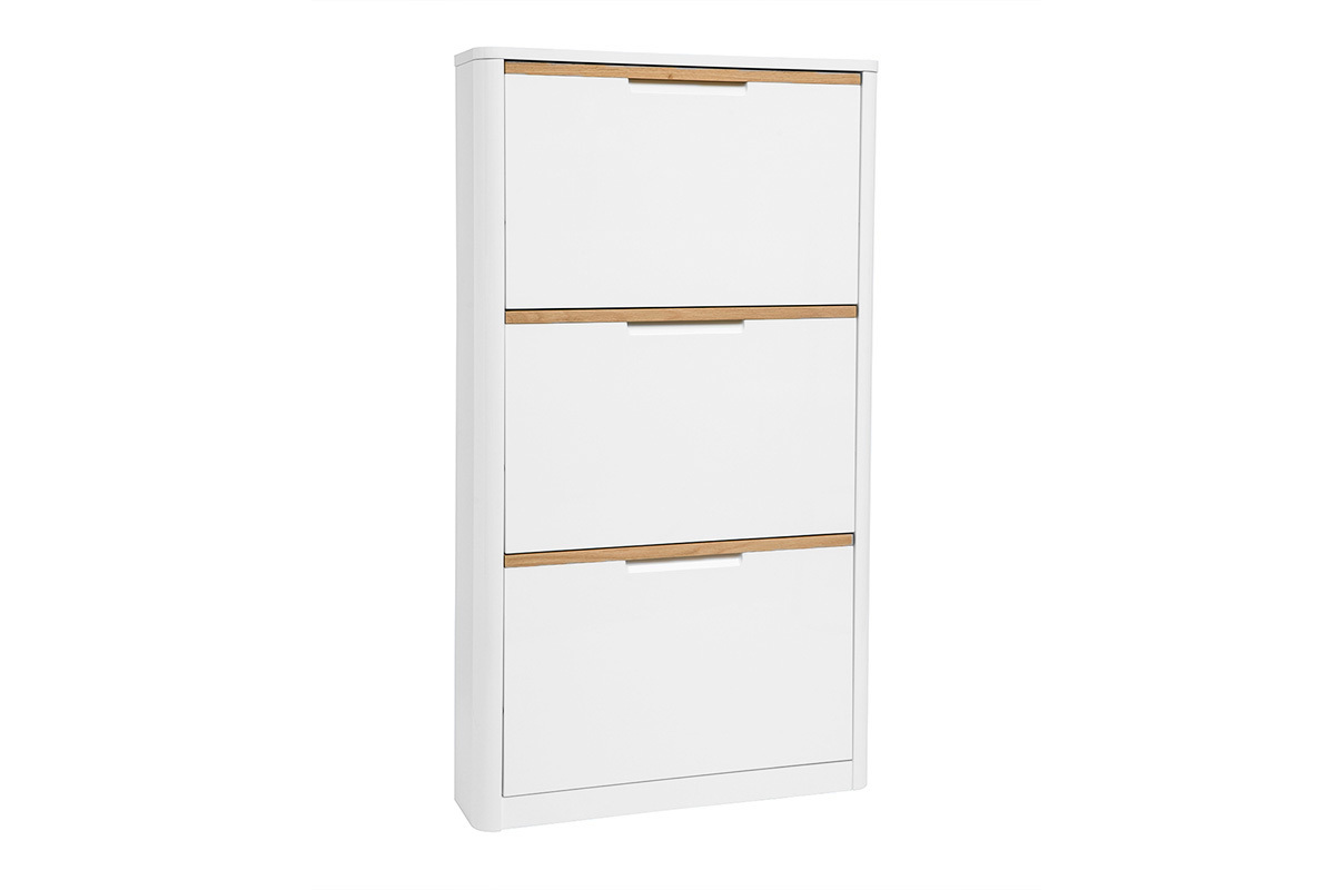 Mobile porta scarpe 3 ante finitura bianco lucido L68 cm KIRK