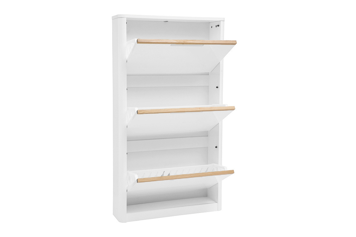 Mobile porta scarpe 3 ante finitura bianco lucido L68 cm KIRK