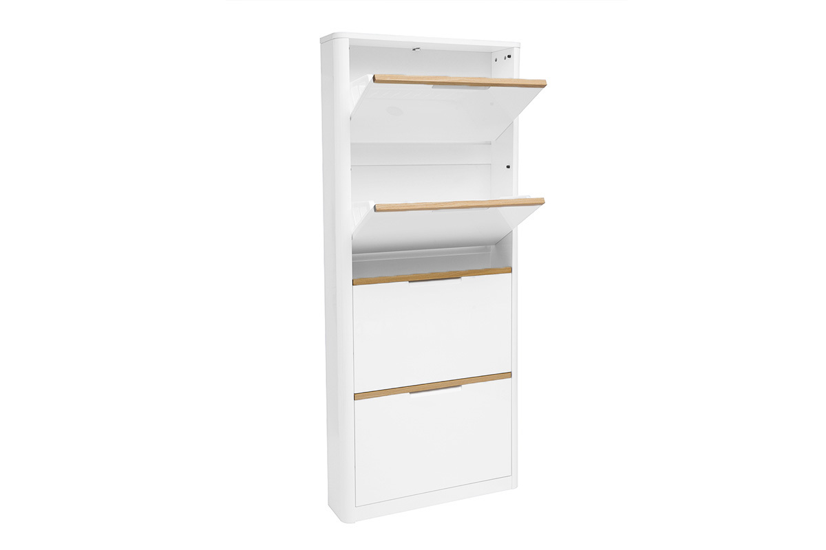 Mobile porta scarpe 4 ante finitura bianco lucido L68 cm KIRK