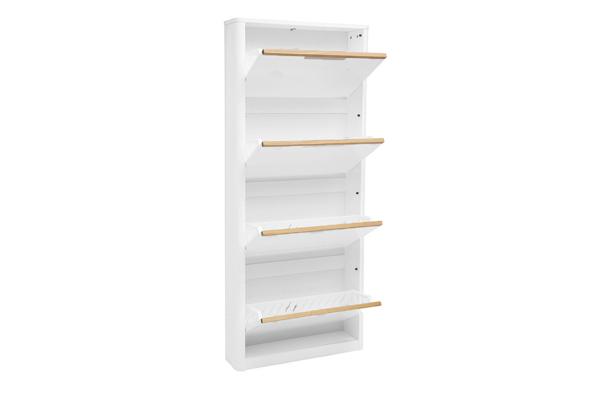 Mobile porta scarpe 4 ante finitura bianco lucido L68 cm KIRK