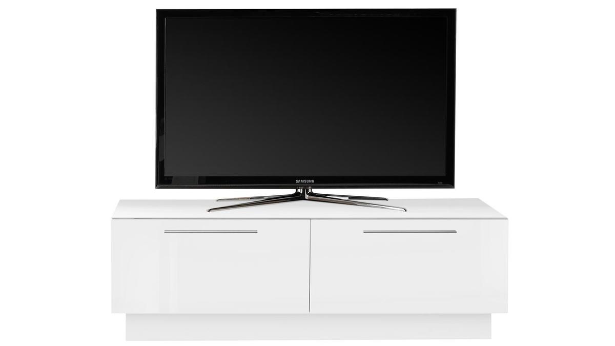 Mobile porta TV di design ETERNEL con cassetto e contenitore bianco lucido L138 cm