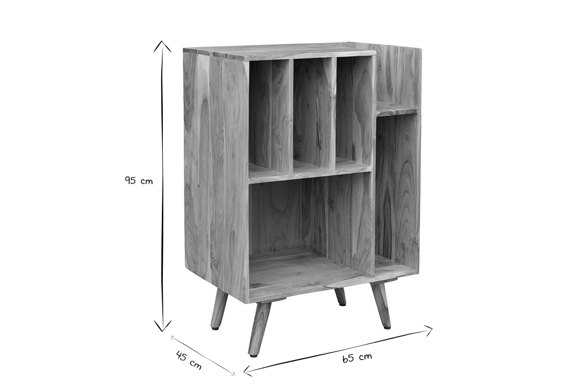 Mobile portaoggetti in vinile massello di acacia VIRGILE