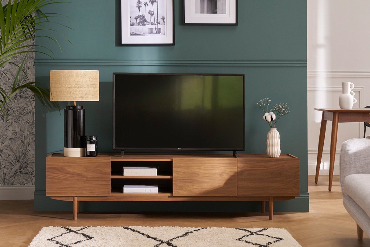 Mobile TV con ante in legno scuro L180 SANAA
