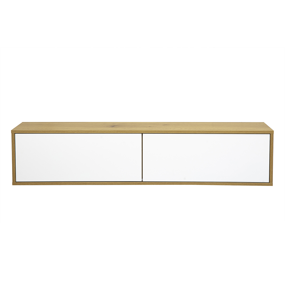 Mobile TV da parete finitura bianca e legno chiaro rovere L140 cm FLEXO