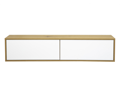 Mobile TV da parete finitura bianca e legno chiaro rovere L140 cm FLEXO