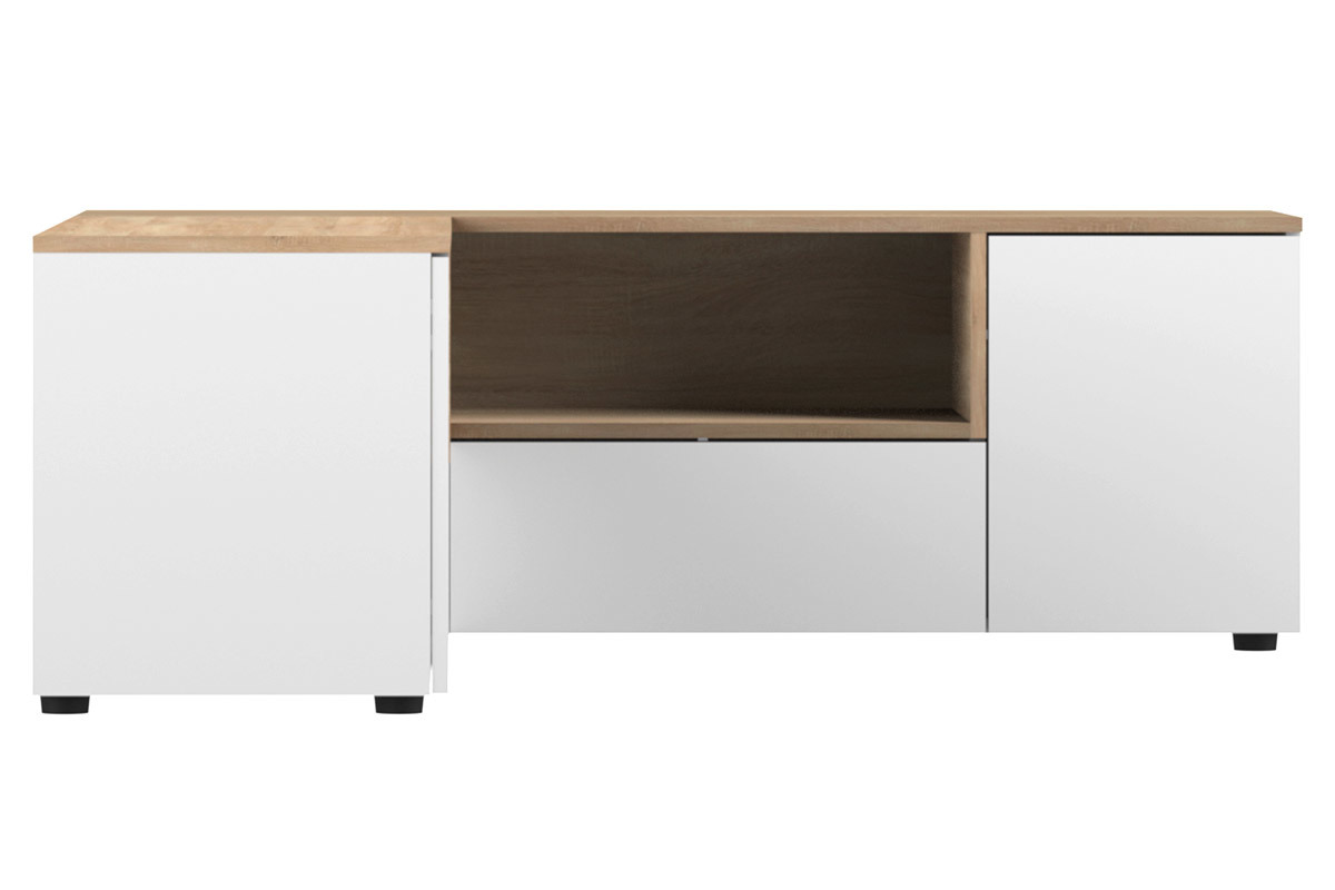 Mobile TV d'angolo design legno e bianco  QUADRA