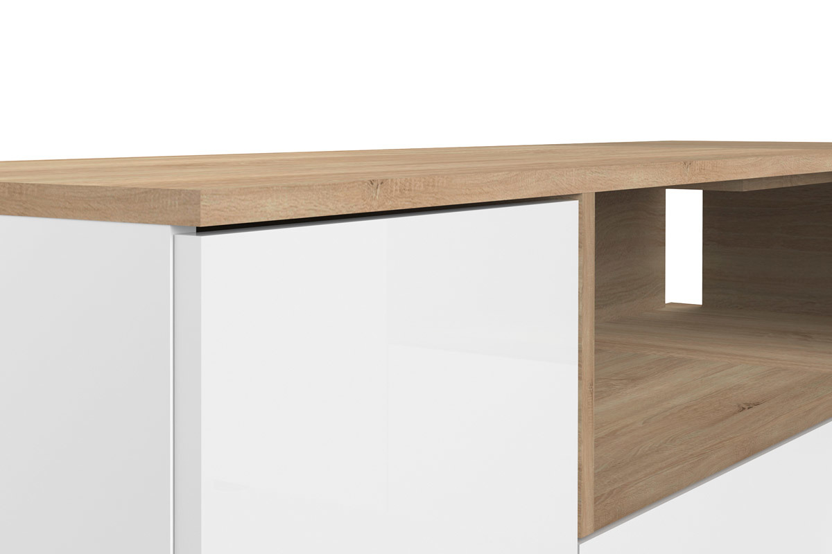 Mobile TV d'angolo design legno e bianco  QUADRA