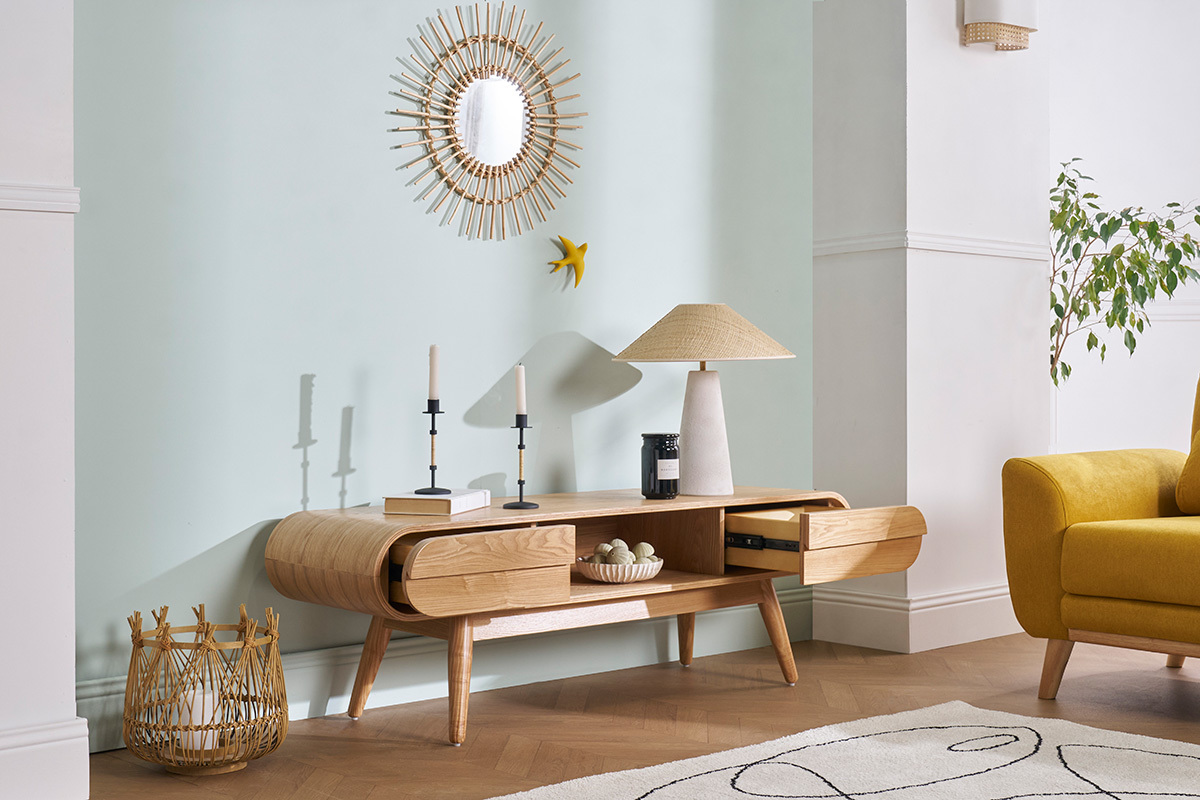 Mobile TV design 2 cassetti frassino naturale BALTIK