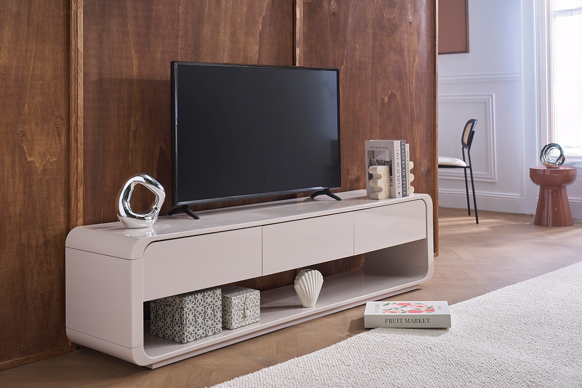 Mobile TV design beige lucido con 3 cassetti L179.5 cm SAILOR