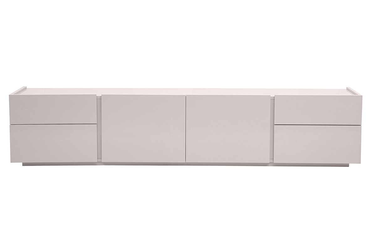 Mobile TV design beige lucido con contenitori L199.8 cm ISAURE