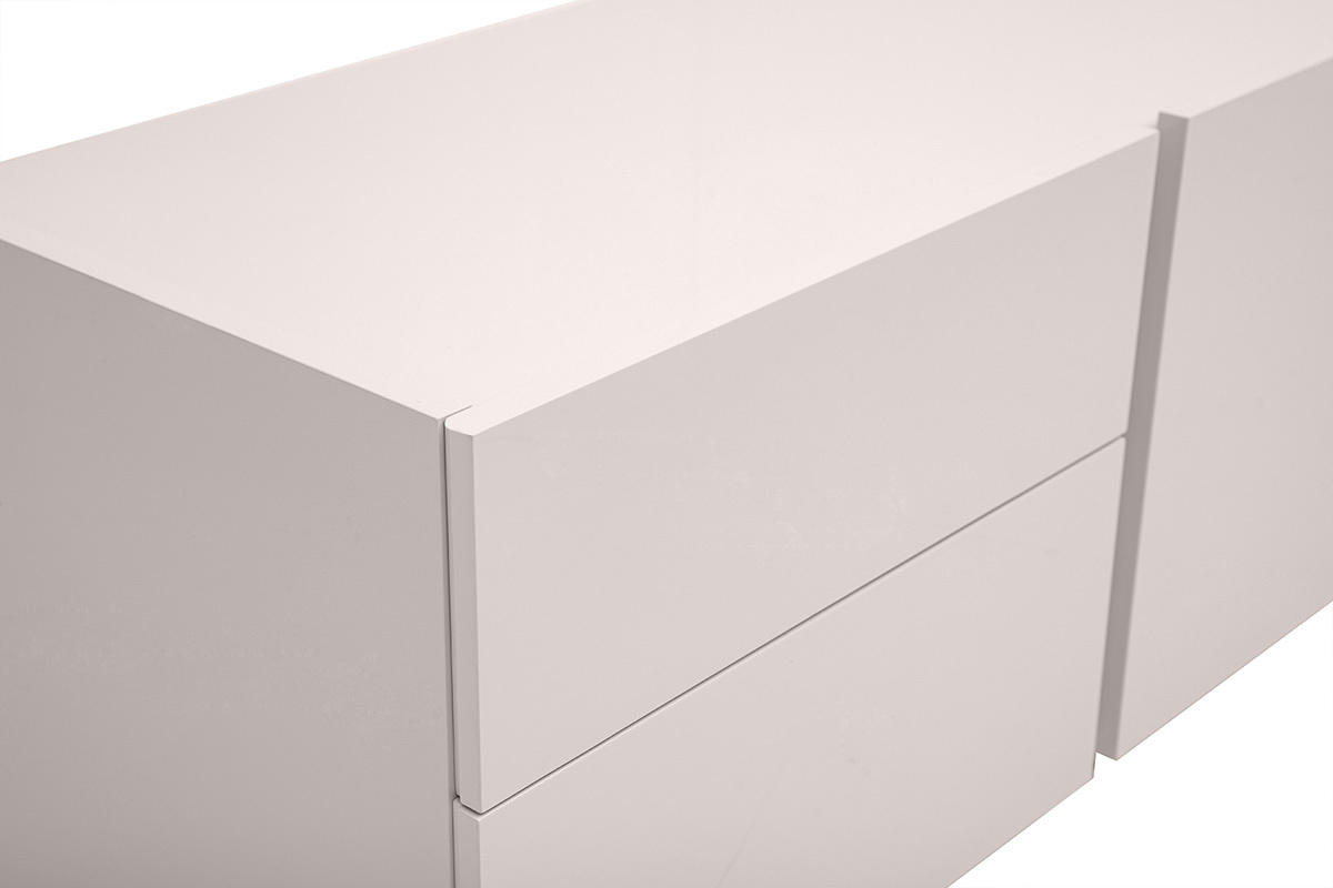 Mobile TV design beige lucido con contenitori L199.8 cm ISAURE