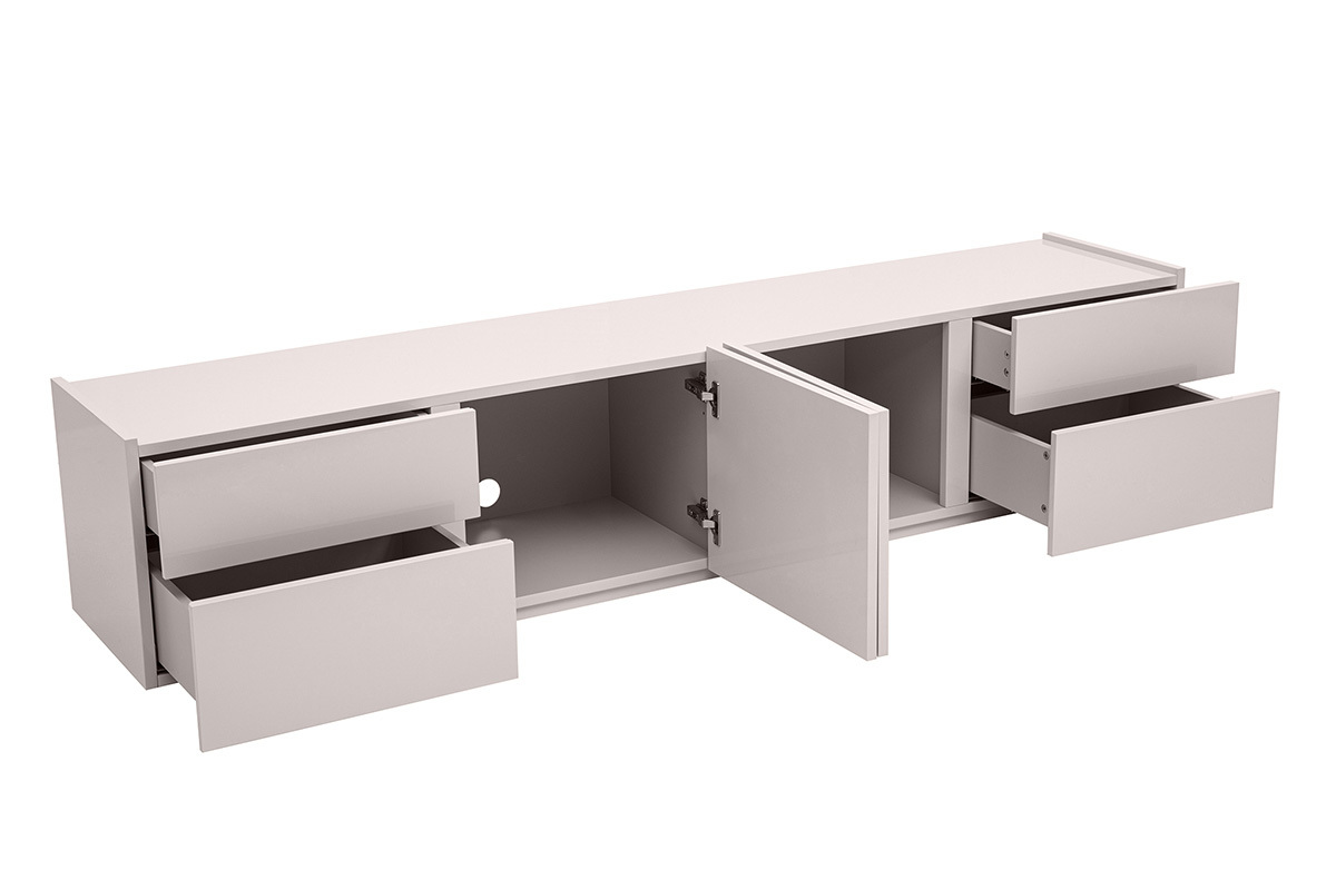 Mobile TV design beige lucido con contenitori L199.8 cm ISAURE