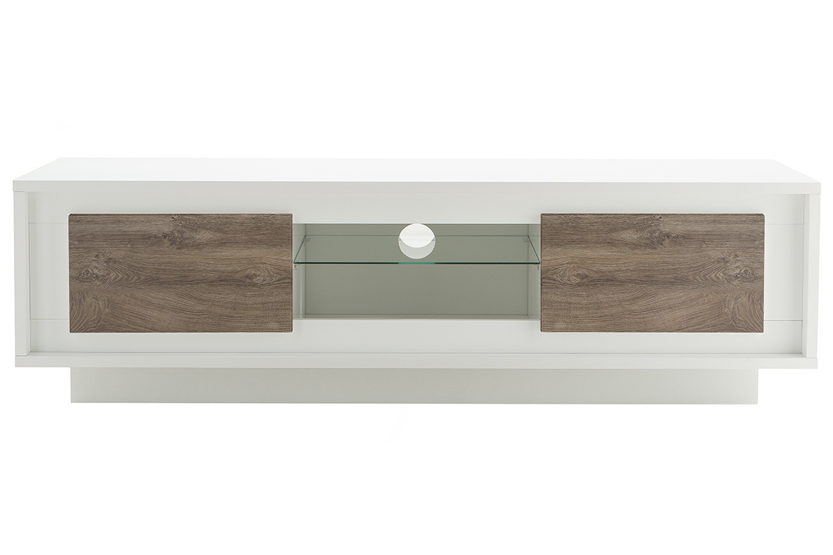 Mobile TV design Bianco con spazi per riporre i propri oggetti elemento decorativo Legno scuro LAND
