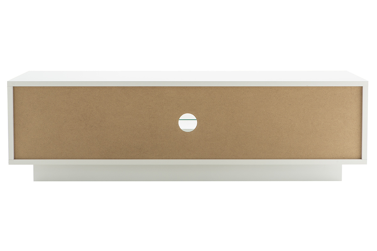 Mobile TV design Bianco con spazi per riporre i propri oggetti elemento decorativo Legno scuro LAND