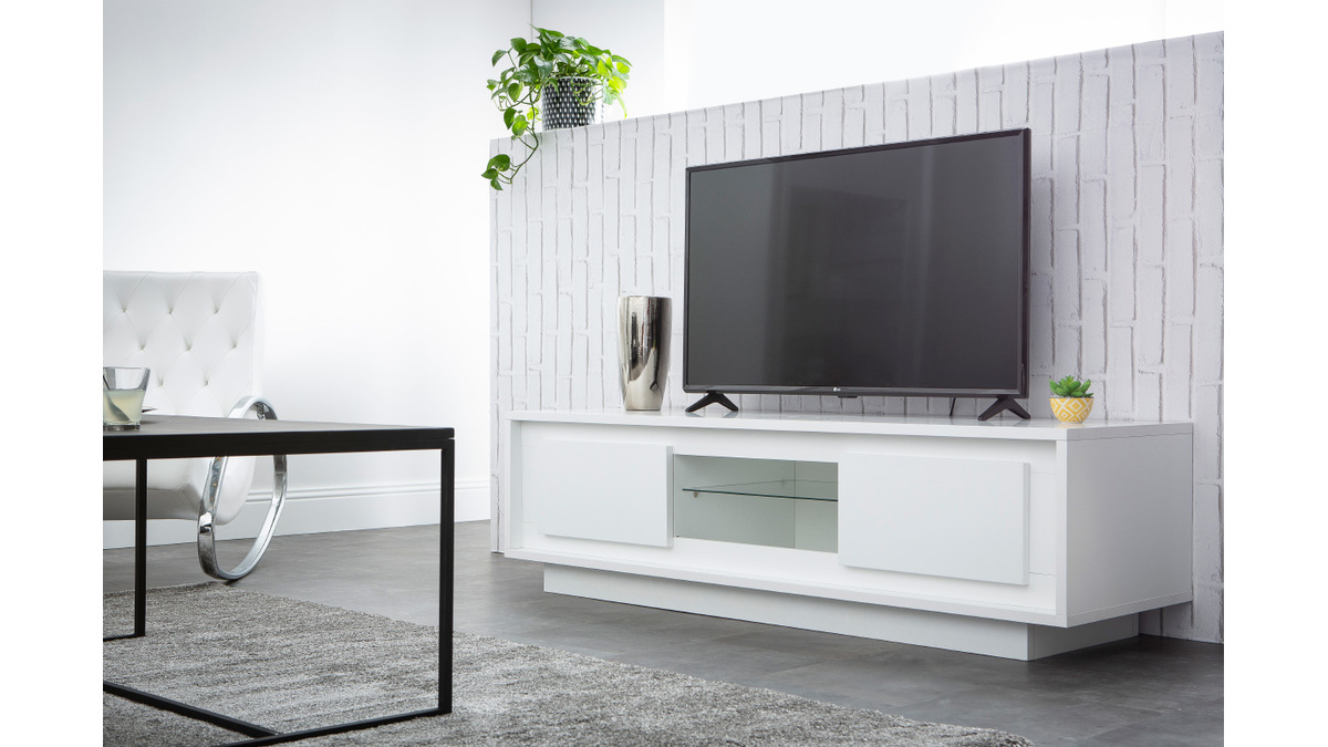 Mobile TV design Bianco con spazi per riporre i propri oggetti LAND