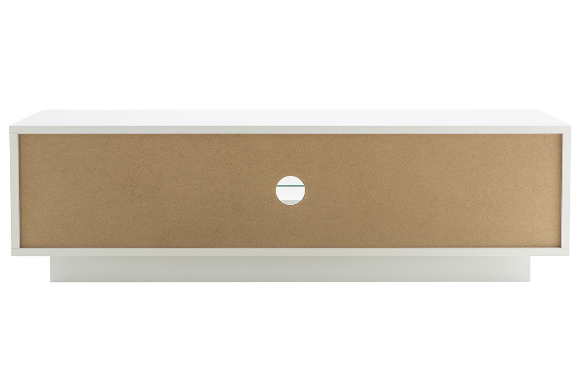 Mobile TV design Bianco con spazi per riporre i propri oggetti stile: legno chiaro LAND