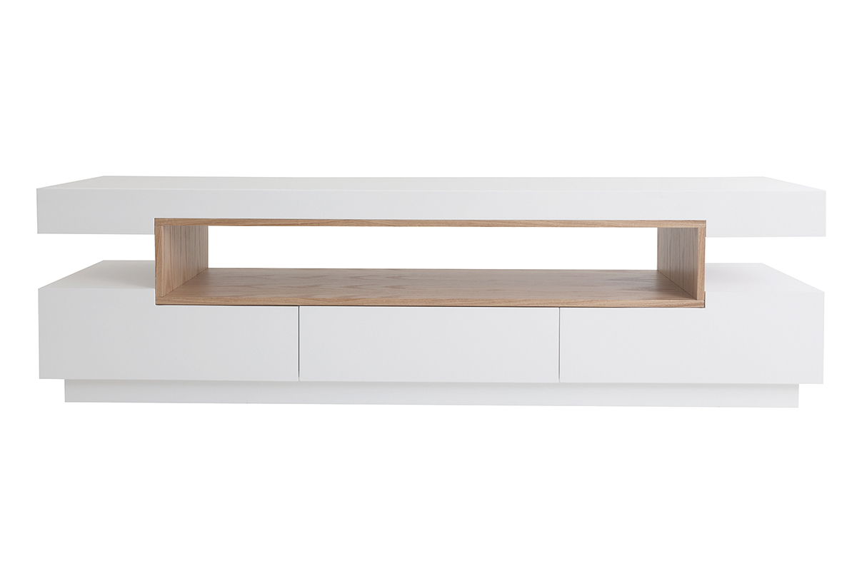 Mobile TV design bianco e legno L200 cm LIVO