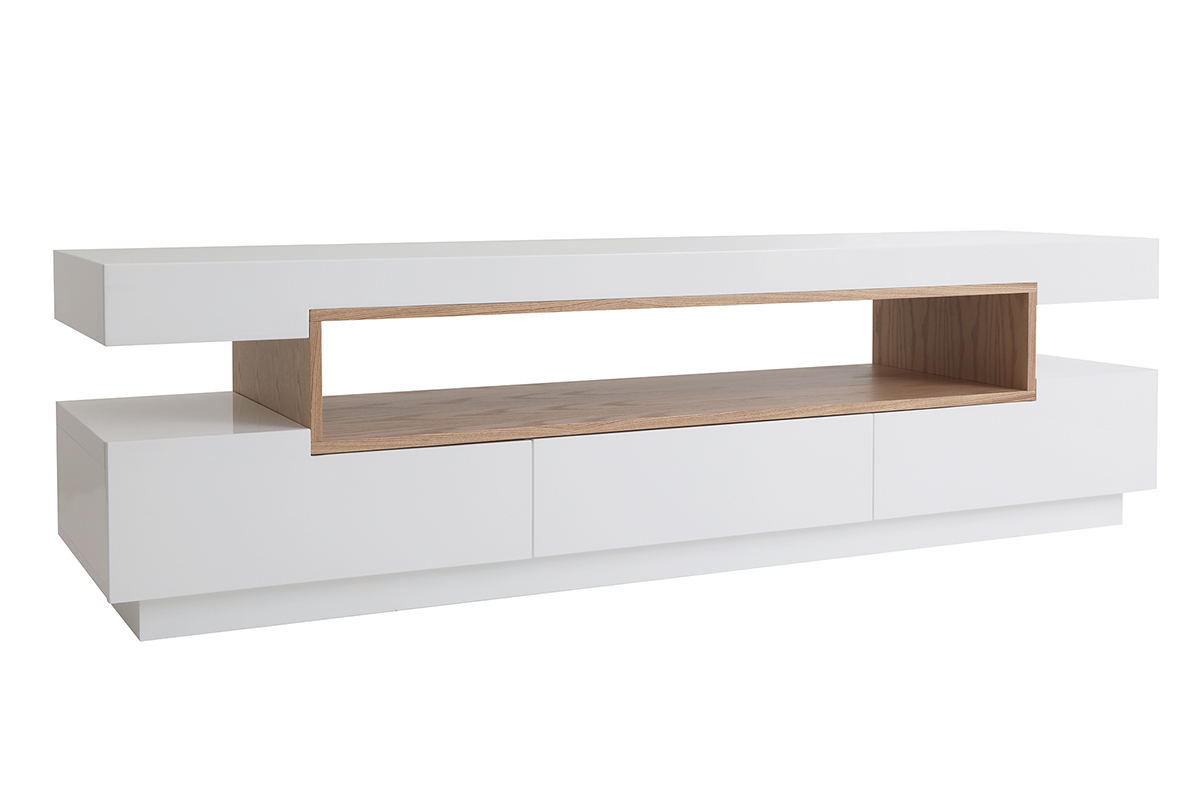 Mobile TV design bianco e legno L200 cm LIVO