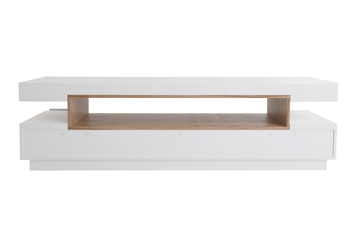 Mobile TV design bianco e legno L200 cm LIVO